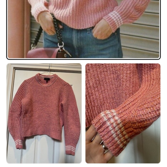 Rag & Bone Grey/ Red Cheryl Crew neck sweater - Picture 2 of 4